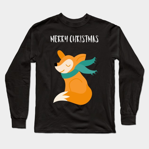 Merry Christmas fox Long Sleeve T-Shirt by Cleopsys